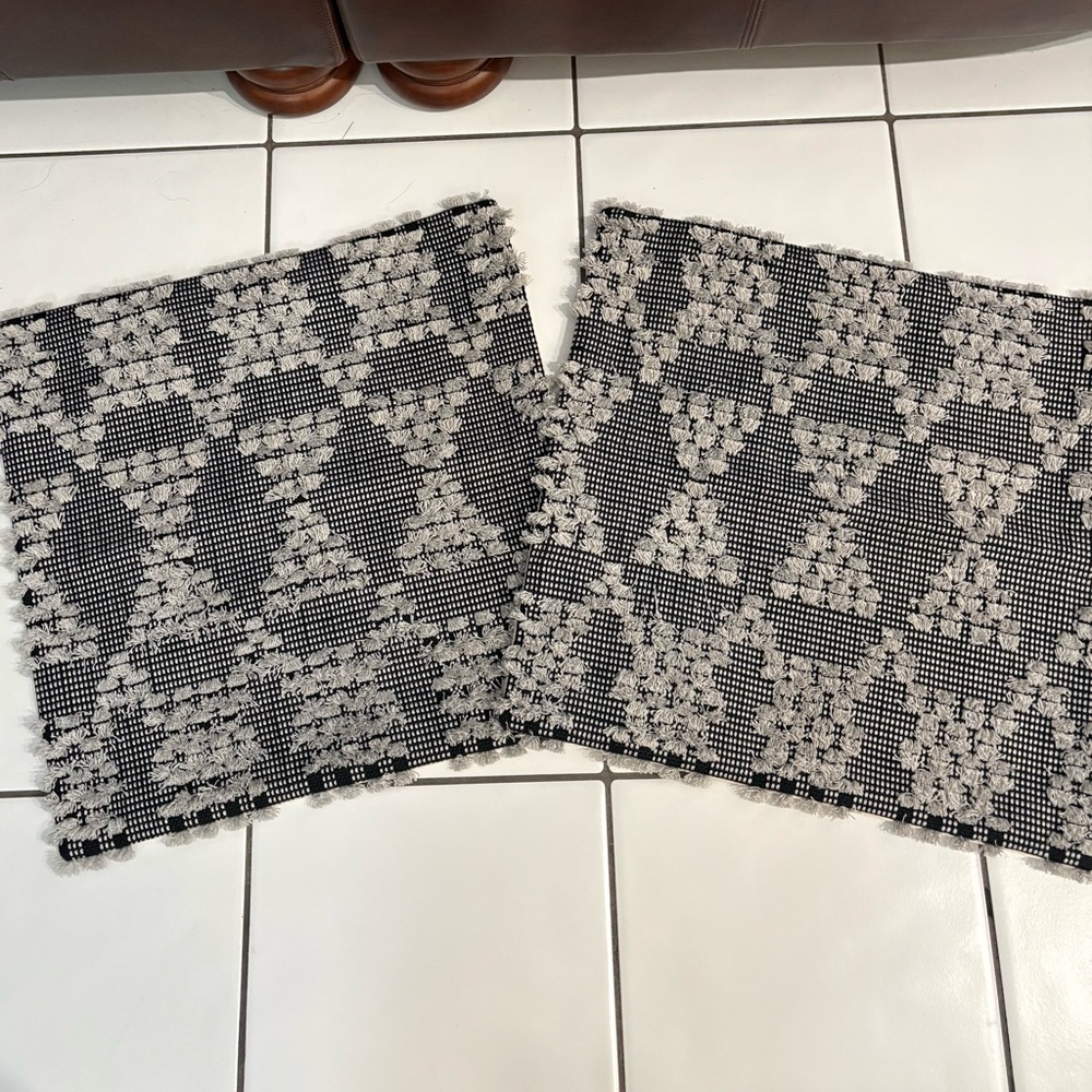 Ikea ANNAMETTE Set Of 2 Throw Pillow Covers 20x20" Gray/Black/Natural Geo Boho